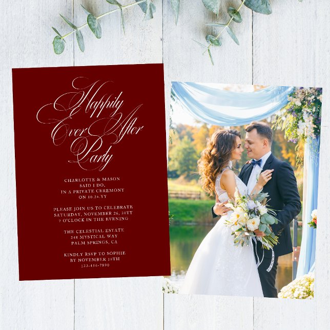 Happily Ever After Party Wedding Reception Elegant Invitation (Creator Uploaded)