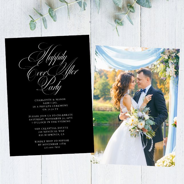 Happily Ever After Party Wedding Reception Elegant Invitation (Creator Uploaded)