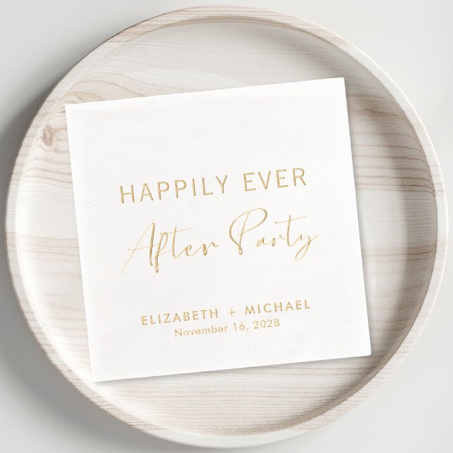 Happily Ever After Party Wedding Reception Foil Napkins (Elevate your wedding reception decor with these elegant "Happily Ever After Party" foil napkins)