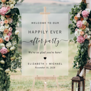 Happily Ever After Party Wedding Reception Frosted Acrylic Sign