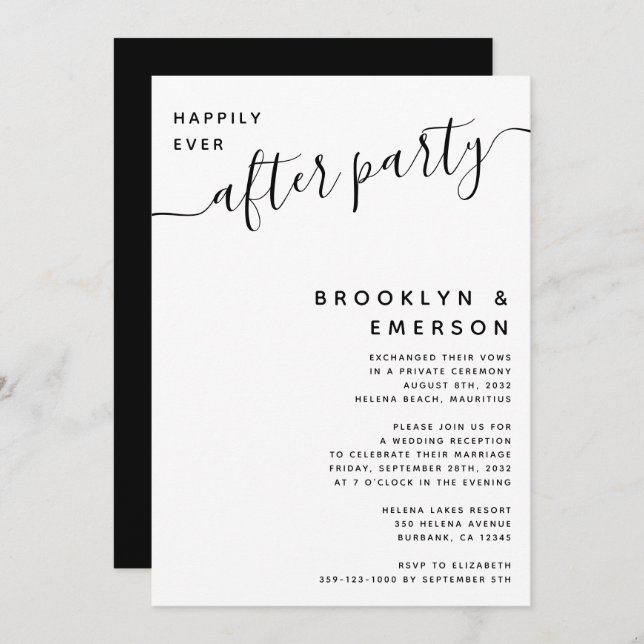 Happily Ever After Party Wedding Reception Invitation (Front/Back)