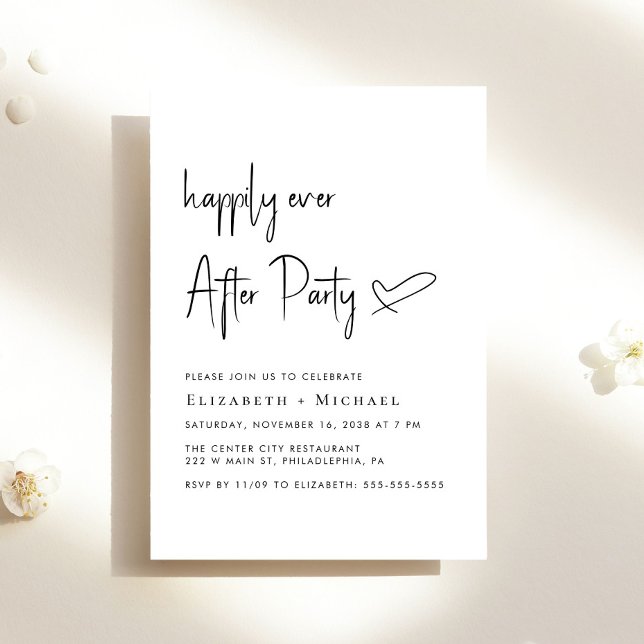 Happily Ever After Party Wedding Reception Invitation (An chic Happily Ever After Party invitation for your wedding celebration)