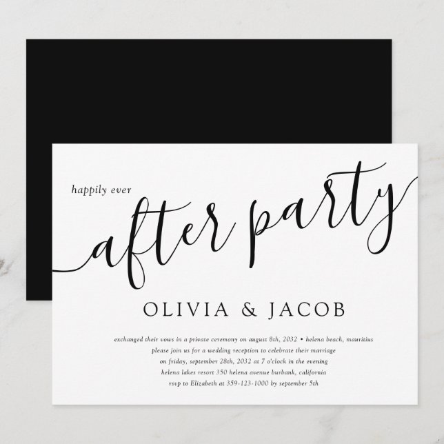 Happily Ever After Party Wedding Reception Invitation (Front/Back)