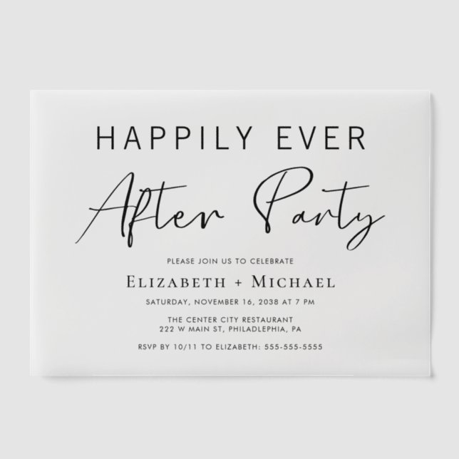 Happily Ever After Party Wedding Reception Vellum Invitations (Front)