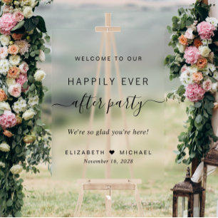 Happily Ever After Party Wedding Reception Welcome Acrylic Sign
