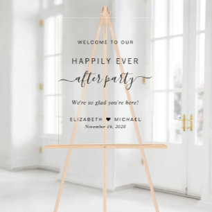 Happily Ever After Party Wedding Reception Welcome Acrylic Sign