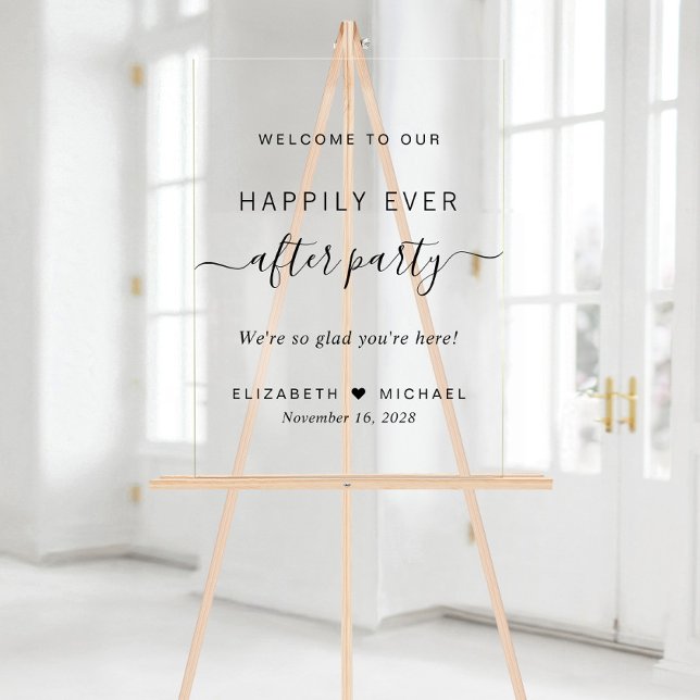 Happily Ever After Party Wedding Reception Welcome Acrylic Sign (Creator Uploaded)