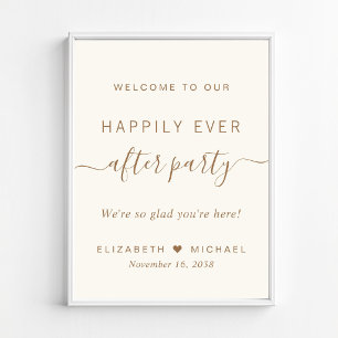 Happily Ever After Party Wedding Reception Welcome Poster