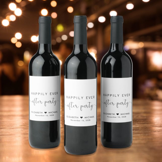 Happily Ever After Party Wedding Reception Wine Label (Creator Uploaded)