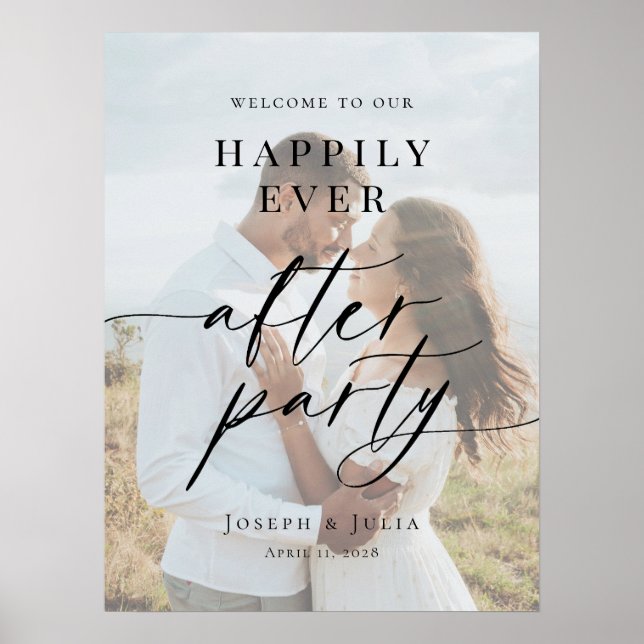 Happily Ever After Party Welcome photo wedding Poster (Front)