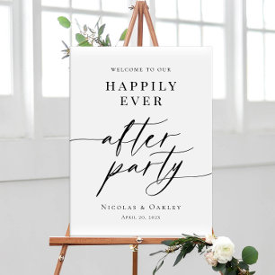 Happily Ever After Party Welcome wedding Poster