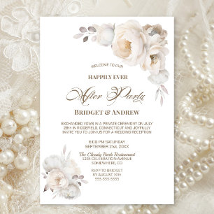 Happily Ever After Party White Floral Reception Invitation