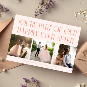 Happily Ever After Peach Wedding Photo Thank You Card