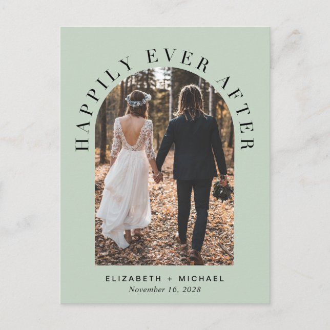 Happily Ever After Photo Arch Wedding Reception Announcement Postcard (Front)