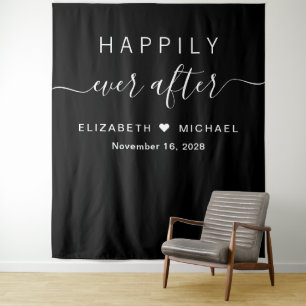 Happily Ever After Photo Booth Black Tapestry