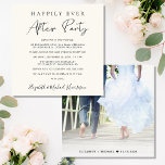 Happily Ever After Photo Cream Reception Invitation<br><div class="desc">Chic and elegant cream elopement or small wedding announcement and wedding reception square invitation. The front features "Happily Ever After Party" in a mix of simple typography and a modern script. Personalise your announcement and invitation and add your names in a signature-like script. The reverse side features your favourite wedding...</div>