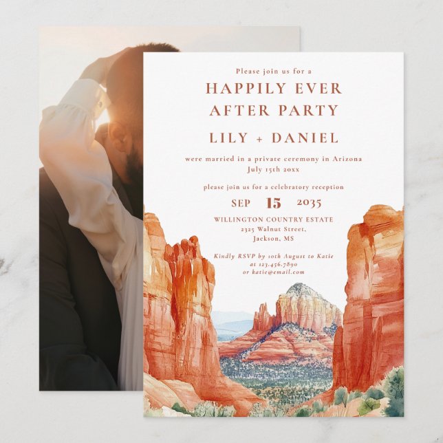 Happily Ever After Photo Desert Wedding Invitation (Front/Back)