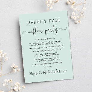 Happily Ever After Photo Mint Wedding Reception Invitation