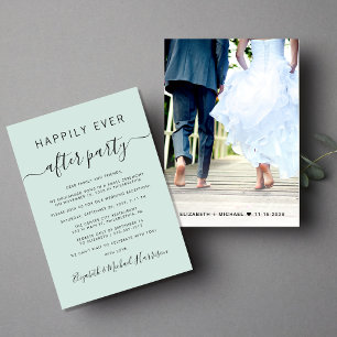Happily Ever After Photo Mint Wedding Reception Invitation