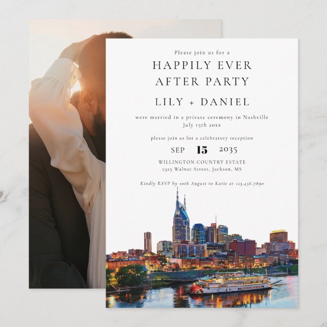 Happily Ever After Photo Nashville Wedding Invitation (Front/Back)