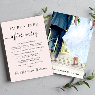 Happily Ever After Photo Pink Wedding Reception Invitation