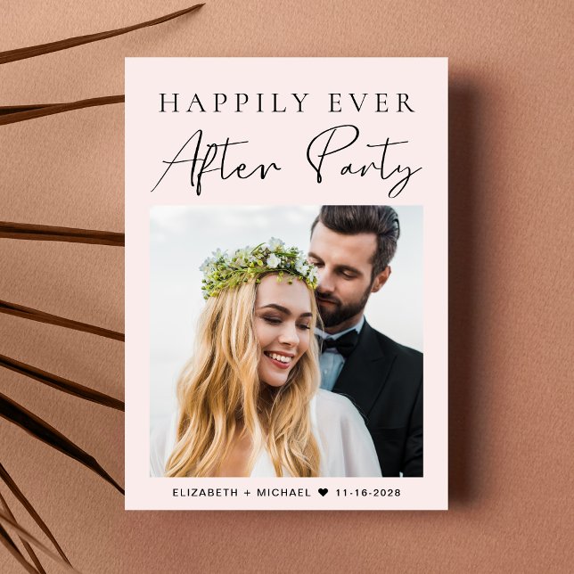 Happily Ever After Photo Pink Wedding Reception Invitation (Your love story deserves a grand celebration!)