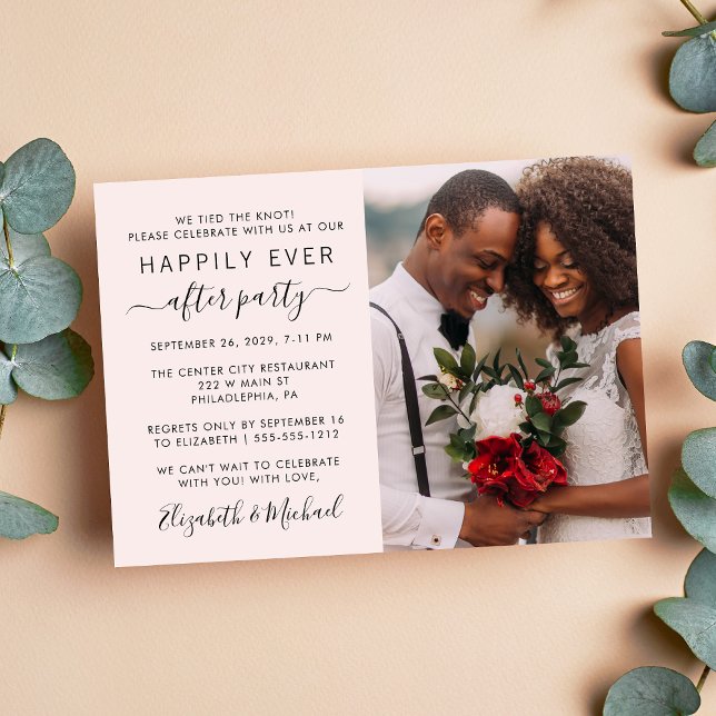 Happily Ever After Photo Pink Wedding Reception Invitation (Creator Uploaded)