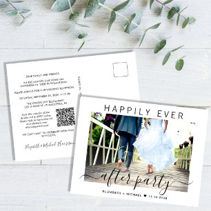 Happily Ever After Photo QR Code Wedding Reception Announcement Postcard
