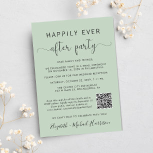 Happily Ever After Photo QR Code Wedding Reception Invitation