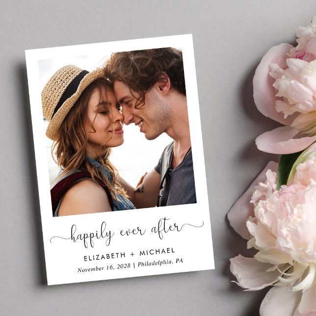 Happily Ever After Photo QR Code Wedding Reception Invitation (Celebrate your love story with invitation showcasing your favorite photo)