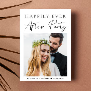 Happily Ever After Photo QR Code Wedding Reception Invitation