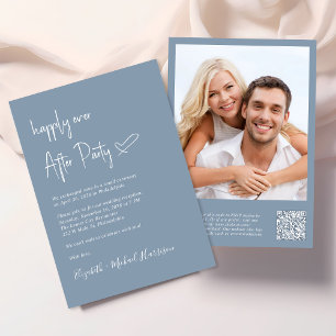 Happily Ever After Photo QR Code Wedding Reception Invitation