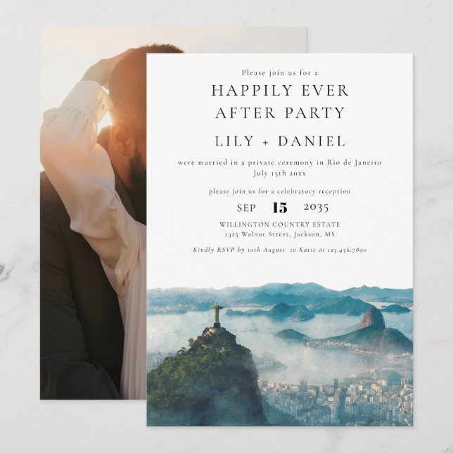 Happily Ever After Photo Rio de Janeiro Wedding Invitation (Front/Back)