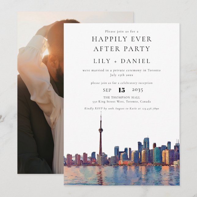 Happily Ever After Photo Toronto Wedding Invitation (Front/Back)