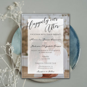Happily Ever After Photo Wedding Black Invitation