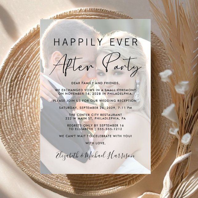 Happily Ever After Photo Wedding Reception Invitation (Creator Uploaded)