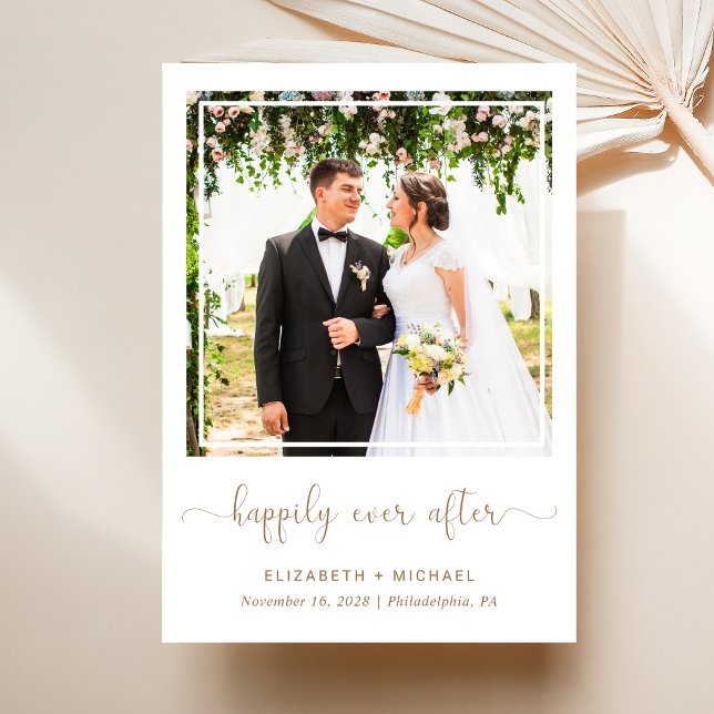 Happily Ever After Photo Wedding Reception Invitation (A chic Happily Ever After Party Invitation to set the tone for an unforgettable event)