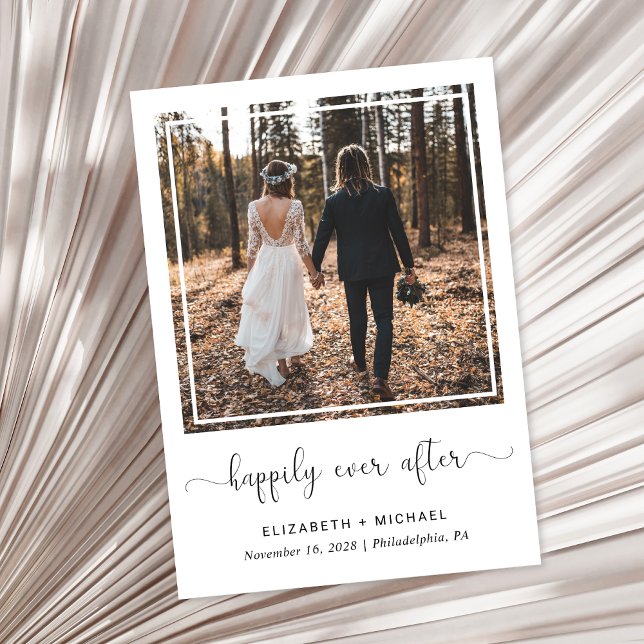 Happily Ever After Photo Wedding Reception Invitation (A chic Happily Ever After Party Invitation to set the tone for an unforgettable event)
