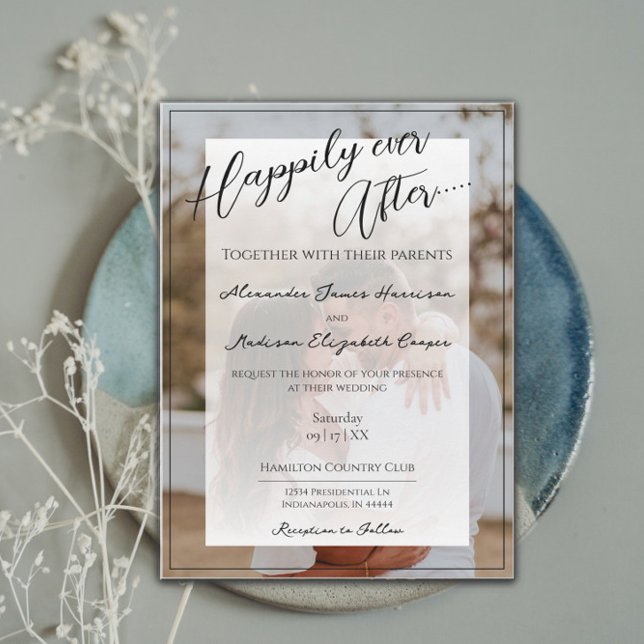 Happily Ever After Photo Wedding | White Overlay Invitation (Creator Uploaded)