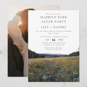 Happily Ever After Photo Wildflowers Wedding Invitation