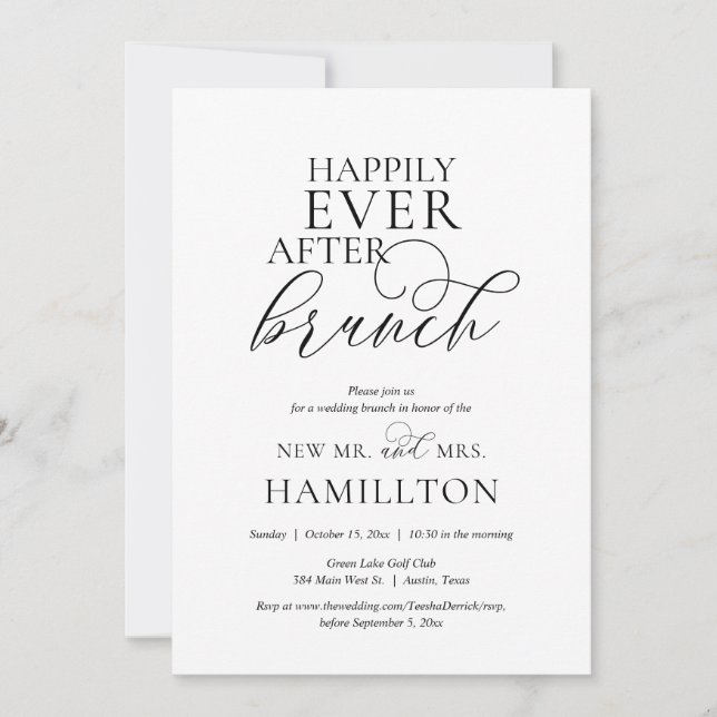 Happily Ever After Post wedding Brunch, Navy Blue  Invitation (Front)