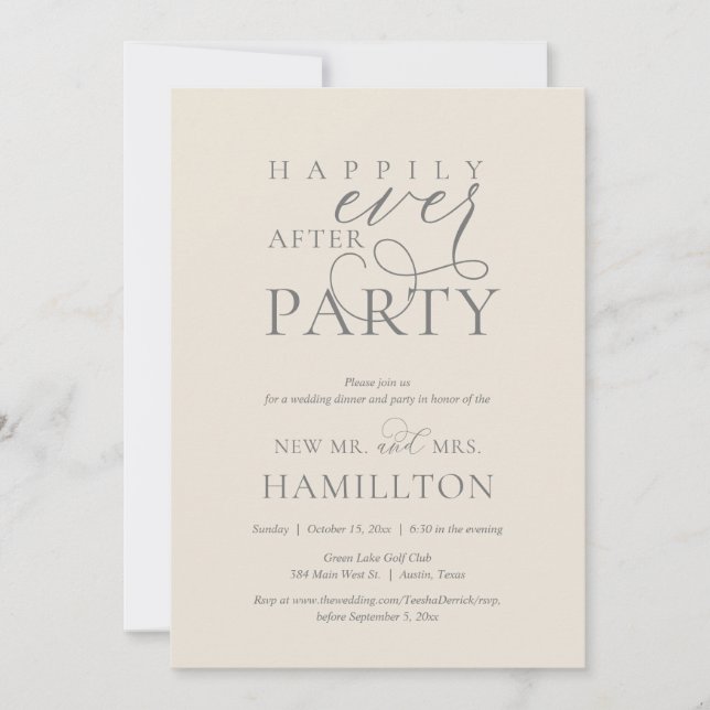 Happily Ever After Post Wedding Dinner and Party Invitation (Front)