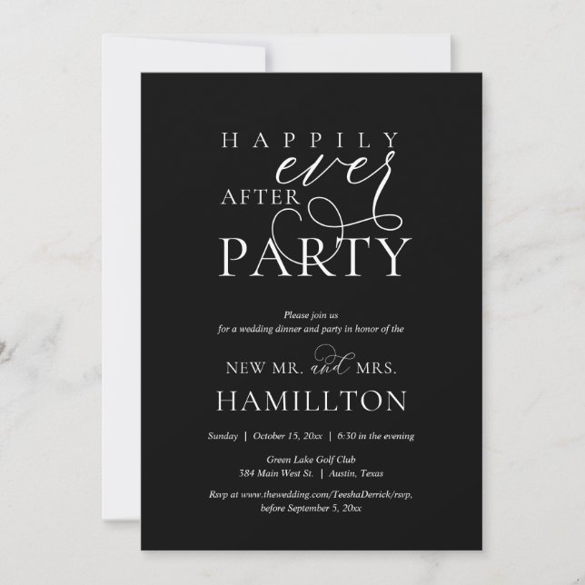 Happily Ever After Post Wedding Dinner and Party Invitation (Front)