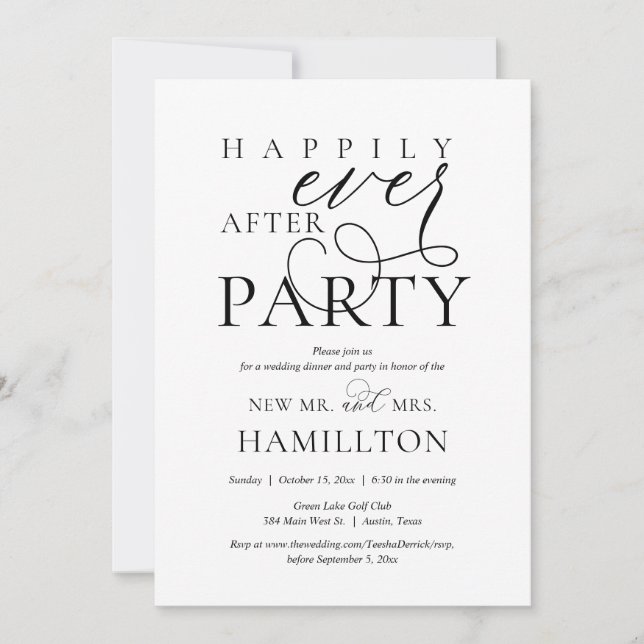 Happily Ever After Post Wedding Dinner and Party Invitation (Front)