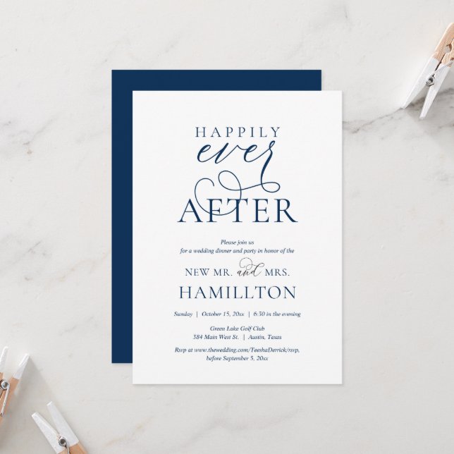 Happily Ever After Post Wedding Dinner and Party Invitation (Front/Back In Situ)