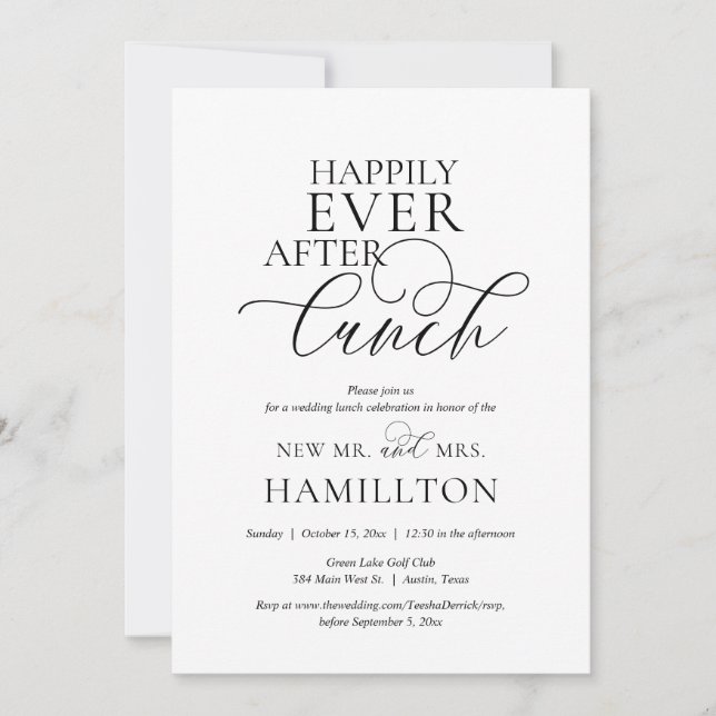 Happily Ever After Post wedding Lunch Celebration  Invitation (Front)