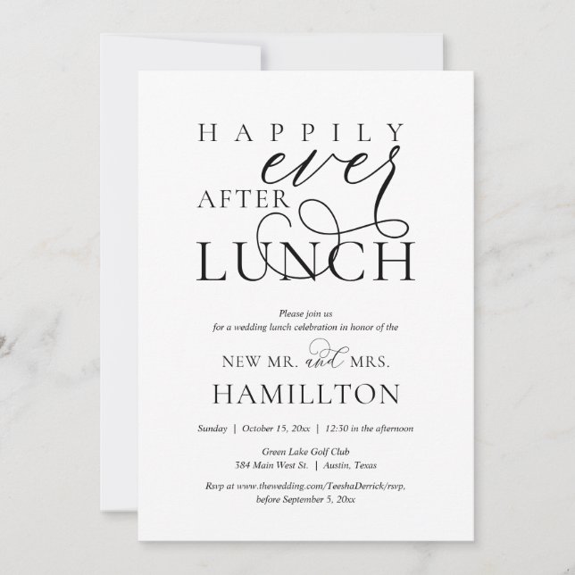 Happily Ever After Post wedding Lunch Celebration  Invitation (Front)