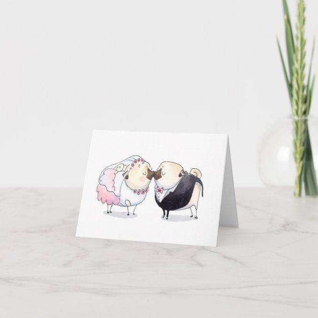 Happily Ever After pug wedding card (Front)