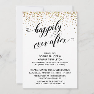 Happily Ever After Reception Only Gold Confetti Invitation