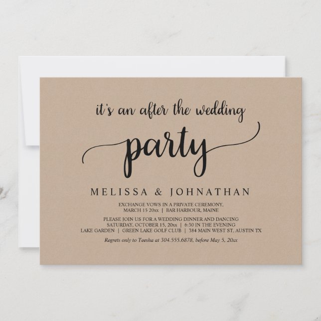 Happily Ever After Rustic Wedding Elopement Party Invitation (Front)